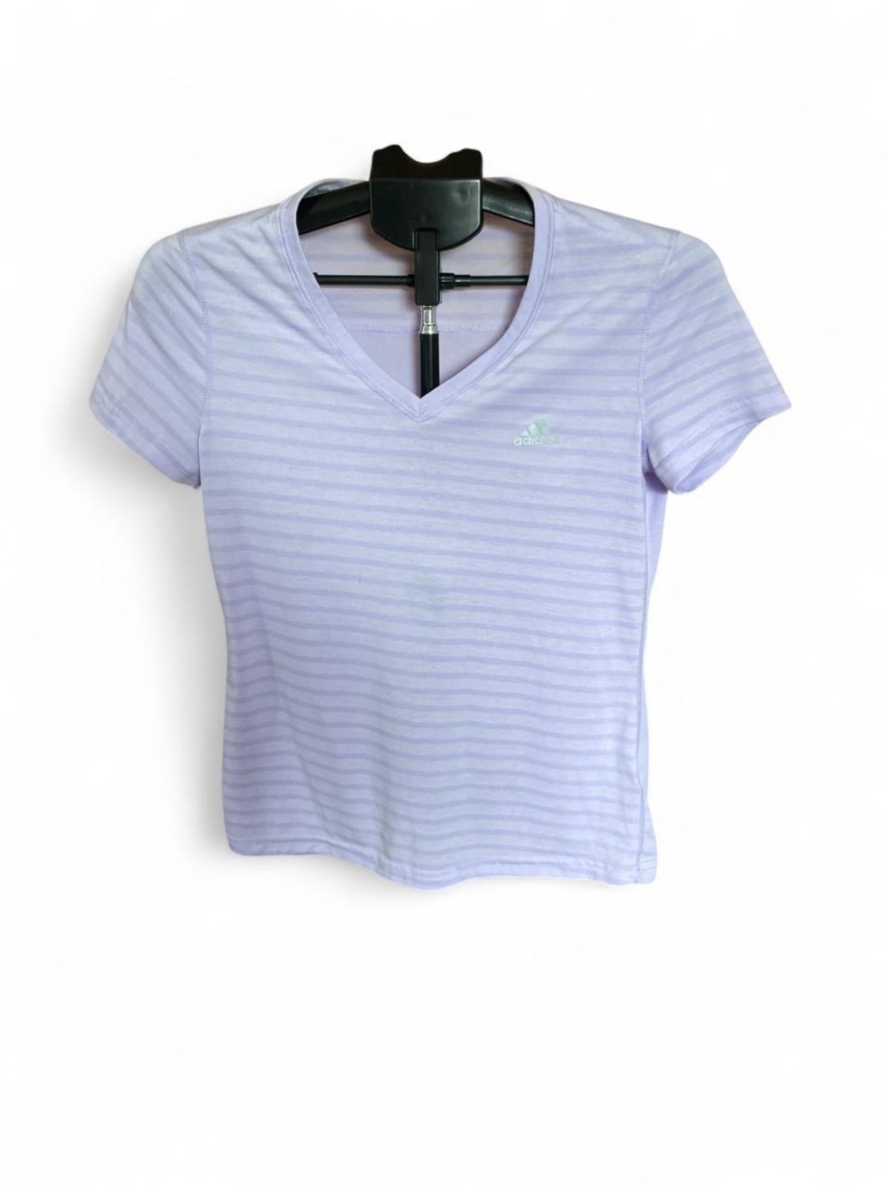 adidas Women’s Light Lavender Striped V-Neck Tee